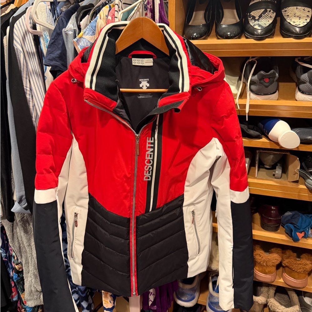 Descente Red, Black, and White Winter Jacket